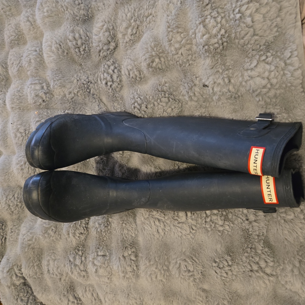 Hunter Size Women  W ( 7 ) & Male ( M ) 6 Matt Blue Knee High Rain  Boots